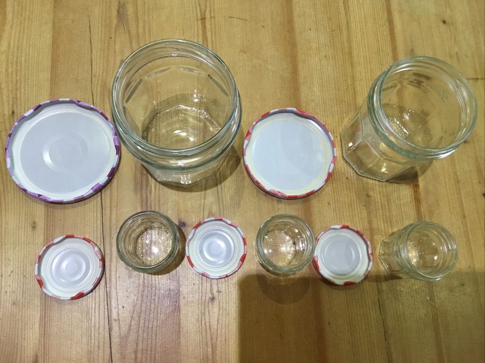 5 x Bonne Maman Jars Mixed Red/Purple Gingham Lids for Jams, Storage