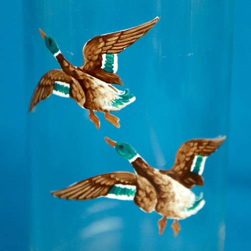 VINTAGE Heisey Glass Cobel Cocktail Shaker w/ Mallard Ducks - 14 Inches c. 1950 - Picture 6 of 21