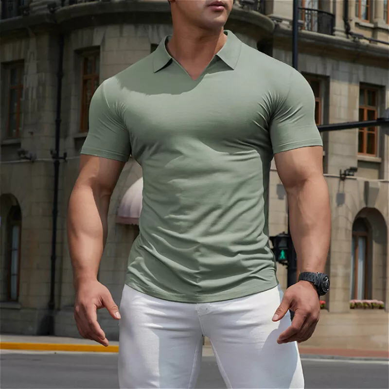 Mens Gym Short Sleeve Bodybuilding Tops Muscle Sports T-shirt Basic  Lightweight