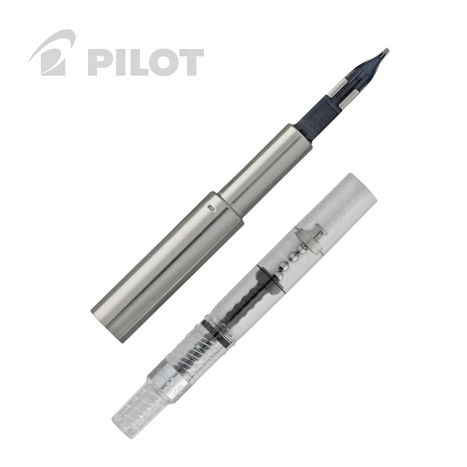 Conjunto conversor de refil Pilot Vanishing Point ródio - ouro branco 18K novo na caixa - Imagem 2 de 3