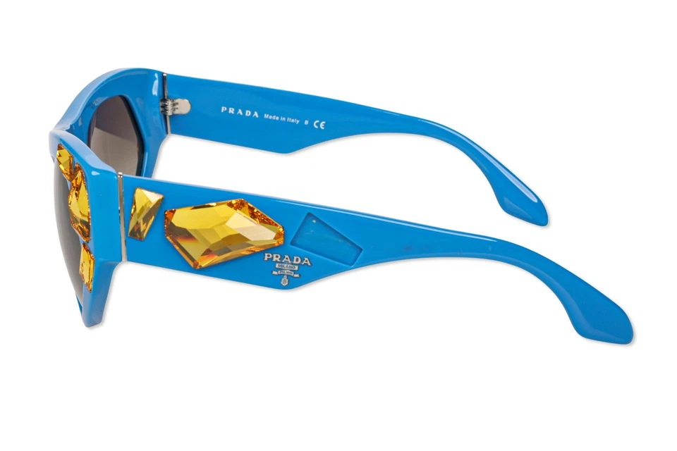 Prada 303379 蓝色 SPR 21Q 水晶装饰猫眼太阳镜 — 第 3/4 张图片