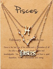 3Pcs Constellation Zodiac Layer Necklace Pisces