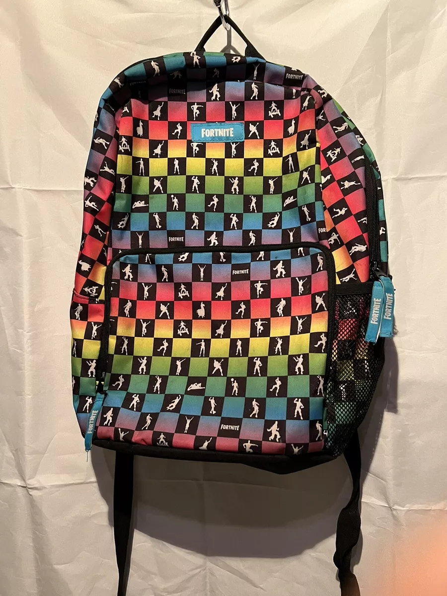Fortnite Amplify Rainbow Checkered 18 Backpack Multicolored Flaws Fast Ship