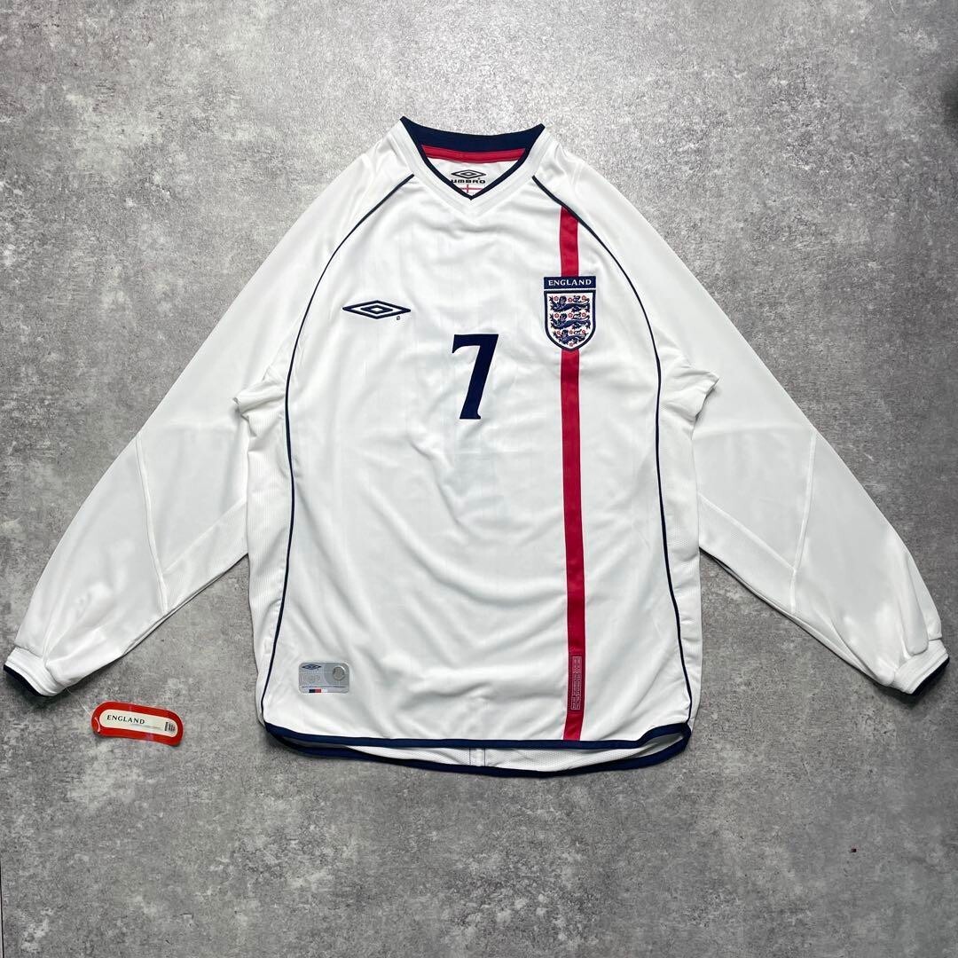 【正規品 01-03 England Home L/S Beckham #7】 Beckham England 01-03 Home Jersey #7 BNWT L/S Umbro M Size