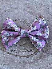 Handmade pink floral dog bow tie slide on collar