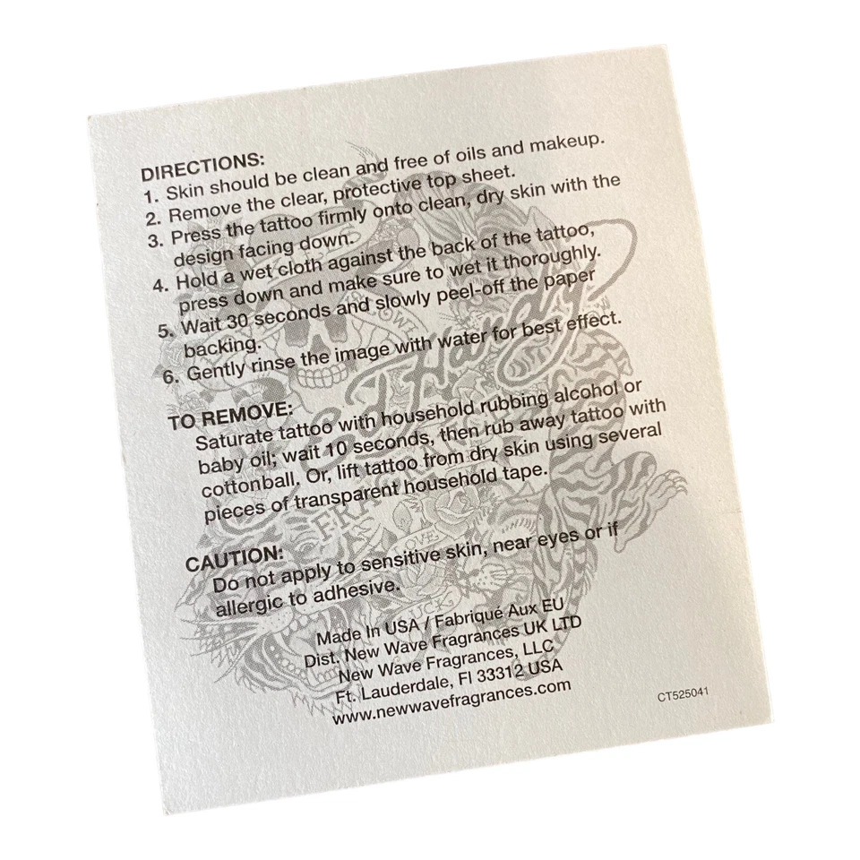 Lote de 3 Tatuajes Temporales Ed Hardy Nacidos Muerte Salvaje o Gloria Calavera Pantera Estrella Foto 4 de 4