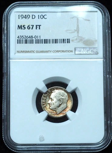 1949-D Roosevelt Dime MS67 FT NGC - Lightly Toned