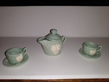 Miniature Bisque Rose Tea Set. 6 pieces.