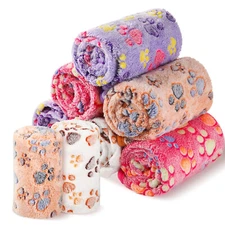 Fleece Pet Blanket for Dog Paw/Dot Print Pet Sofa Cushion Warm Soft Cat Cover