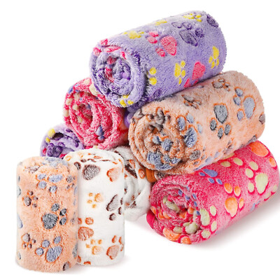 Fleece Pet Blanket for Dog Paw/Dot Print Pet Sofa Cushion Warm Soft Cat Cover