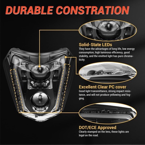 LED Headlight W/Turn signal For KTM EXC XCF XCW SXF SMR 125 250 300 350 450 500 - Picture 11 of 11