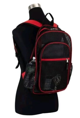 Eastsport Spark Mesh Backpack, 16.5" Black w/Red Trim 🖤🎒Stylish #NWT