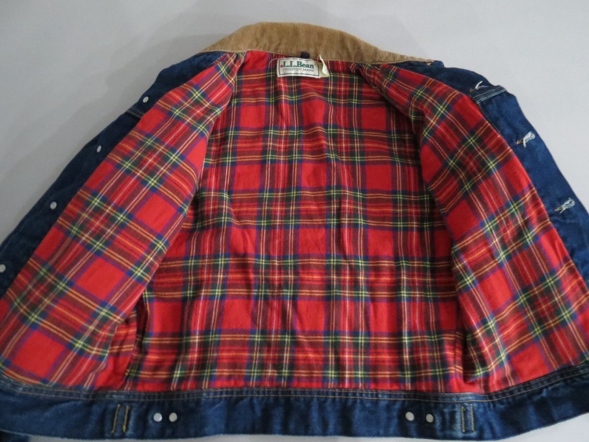 VTG LL Bean made in USA Heavy Denim full plaid cotton lining