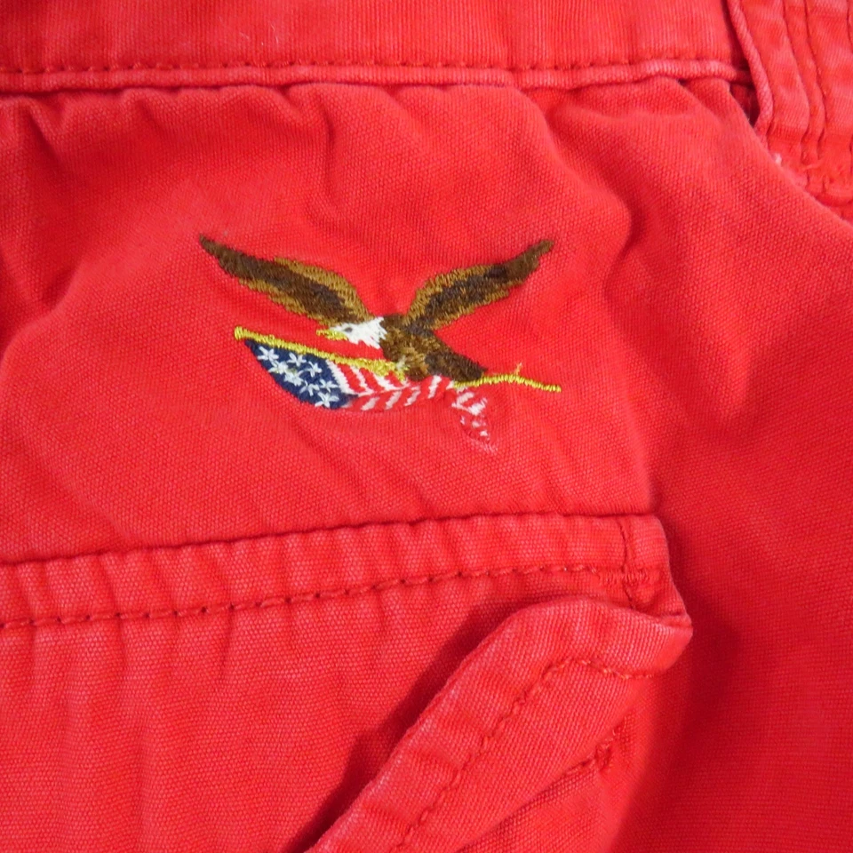 American Living Leg Tie Drawstring CARGO Shorts Mens 36x11 Ralph Lauren Red - Image 4 of 4