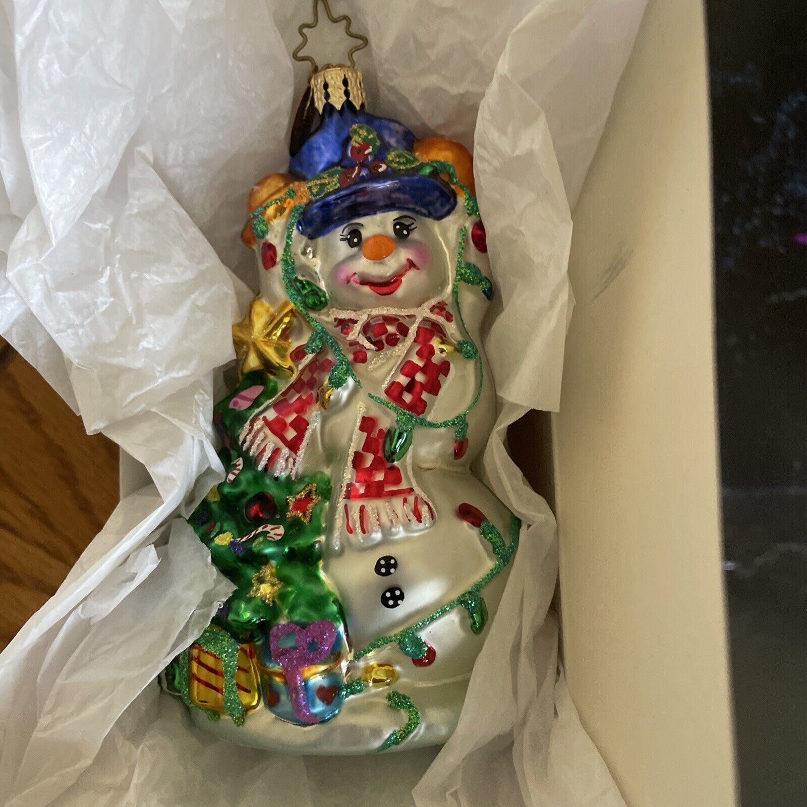 Christopher Radio TANGLED TIDINGS Blown Glass Ornament In Box