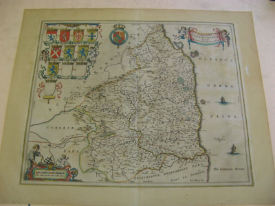 100 % ORIGINAL GROSSE NORTHUMBERLAND KARTE VON J BLAEU C1646 HADRIANS WAND NEWCASTLE