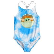 Baby Yoda Swimsuit Girls Size 5 6 6x Swim One Piece Mandalorian Star Wars Disney