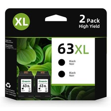 2 Pack 63XL Black Ink Cartridges for HP Envy 4512 4516 4520 OfficeJet 5255 5258