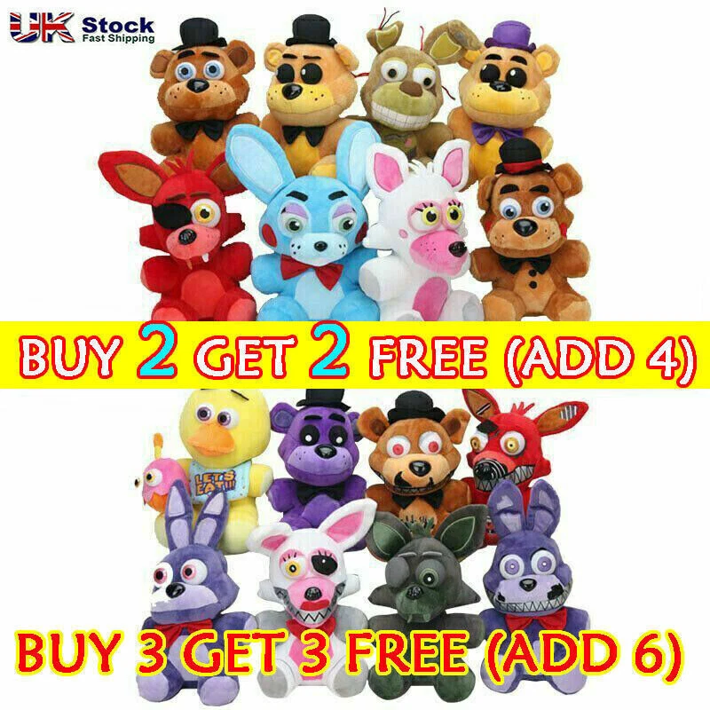 UK FNAF Five Nights at Freddy's Plushie Toy Plush Doll Bear Foxy Bonnie Kid Gift
