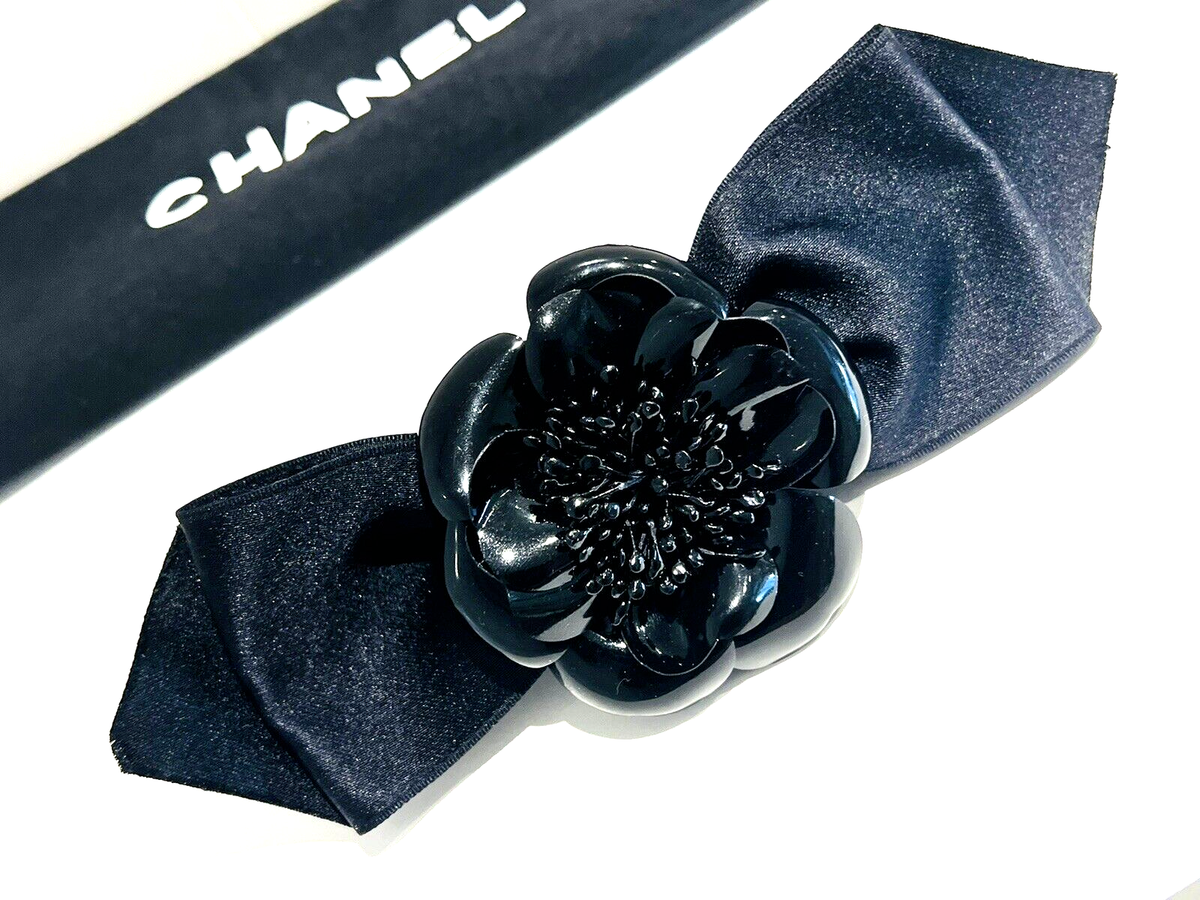 CHANEL Camellia Ribbon Barrette In Black Satin…RaRe | eBay display picture 2