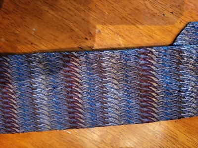 VTG ALLYN ST GEORGE MENS Silk Imported TIE GRAY GOLD BLUE Burgundy. EUC Classy