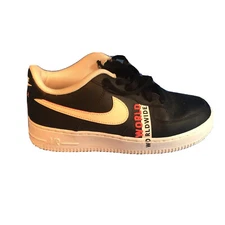 Nike Air Force 1 Low Worldwide Black Flash Crimson White Size 6Y Excellent Cond