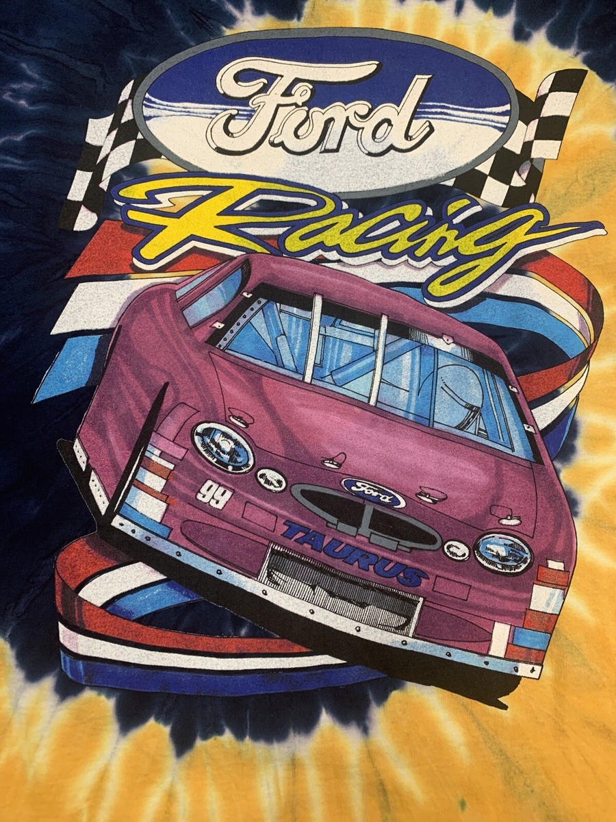 Large New Vintage Tye Dye VTG 90's All Over Print FORD RACING