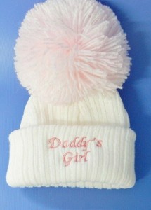 girls white bobble hat