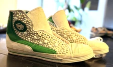 SALE! Custom PF FLYERS Glide White/Green Reissue DDCLAB Hi-Tops 11.5 Rare!