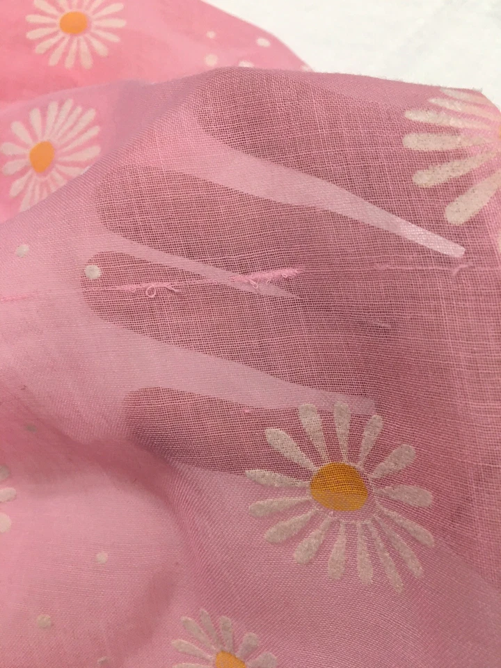 3+ Yards Vintage Pink Semi Sheer Flocked Daisies - Image 4 of 4