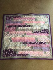 New Hand Made Jelly Roll Baby Quilt Pinks Purples  Greys 44 x 41 inches