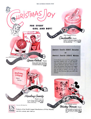 US Time Watches 1953 Print Ad For Every Boy and Girl Christmas Joy 11x14