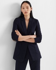 Club Monaco Textured Navy Blazer In Size 4, Uk 6/8