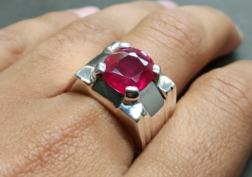 Raro Anillo Rojo Profundo Rubí Para Hombre Plata Esterlina 925 Anillo Roby Hecho a Mano Anillo Yakoot - Imagen 6 de 12