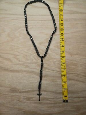 Vintage Religious Crucible Heavy Beaded Necklace Jewelry Chain