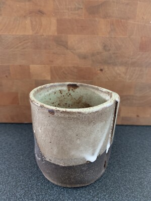 Ian Wright IW Studio Pottery Piece Cup Sand Milk Glazed Forest Tree Imprint