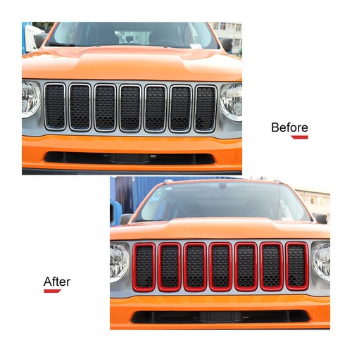 Red Car Front Grille Insert Ring Decor Cover for Jeep Renegade 2019+ Accessories - Picture 2 of 6