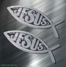 2 TWO JESUS FISH Vinyl Decal Sticker For Car Laptop Skateboard NEW Christian