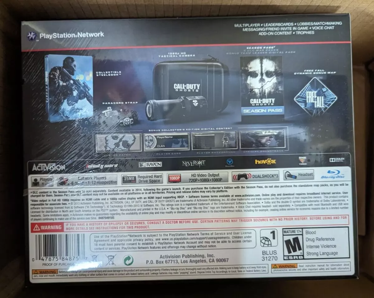 Call of Duty Ghosts Prestige EDITION PS3 Playstation 3 Sony New in Sealed  Shrink