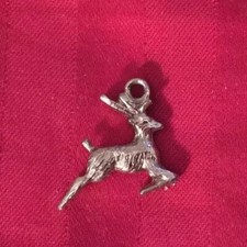 New Graceful Leaping Running Deer Pendant Charm Reindeer Antlers Silver Hilidays