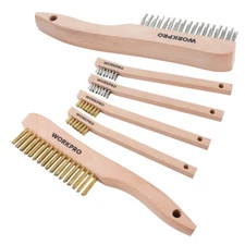 WORKPRO 6 Pcs Brass/Stainless Steel Wire Scratch Brush Set Wire Brush Set USA