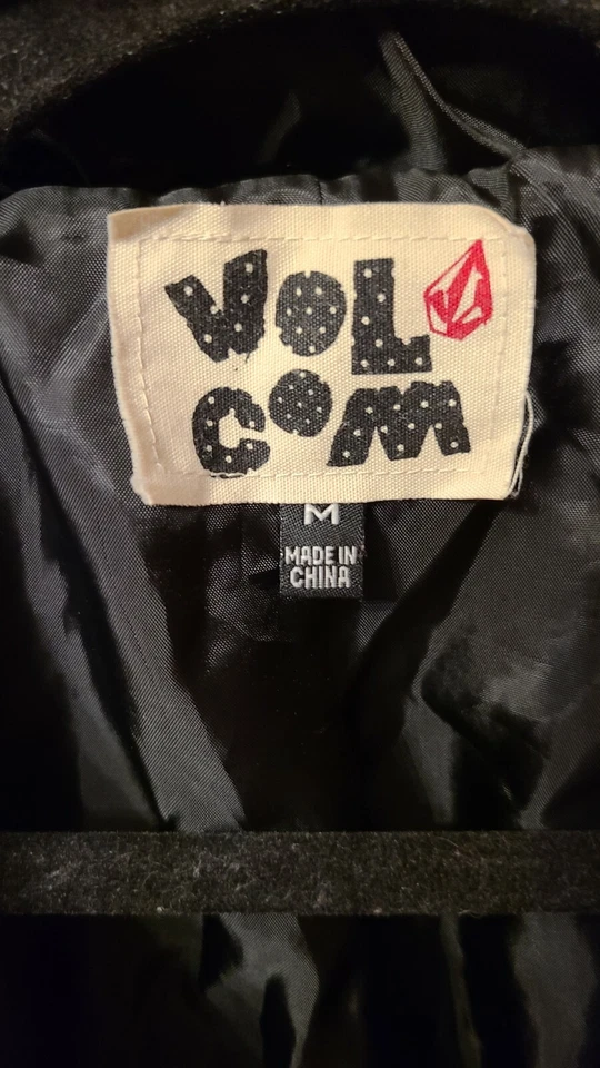 Abrigo de Invierno Volcom Jóvenes Niñas Crema Negro Tostado Cuadros Con Capucha Talla M Foto 3 de 4