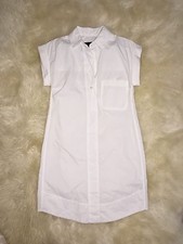 J CREW Short-Sleeve Cotton Shirtdress Sz PXXS White c7214 $98 NEW