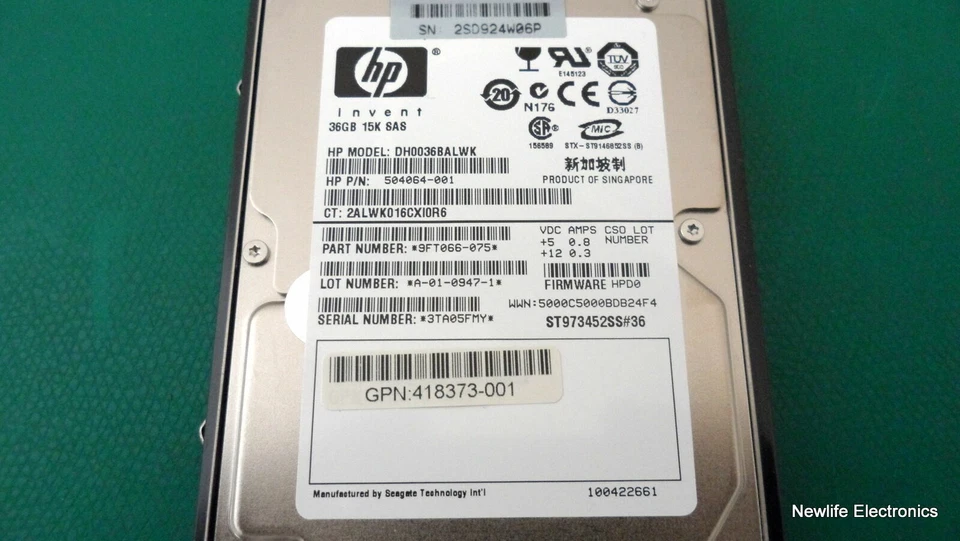HP 418397-001 36GB 15,000 RPM 3 Gbps 2.5 in. SAS HDD 504064-001 DH0036BALWK - Image 4 of 4