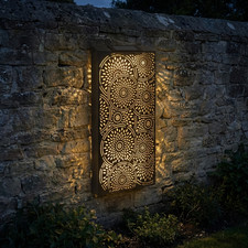 Moroccan Solar Light Wall Panel Large/Small Metal Garden Ornament Decor Gift