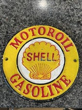 Shell Motor Oil & Gasoline Vintage Cast Iron Sign 8"