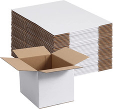 40 Pack Shipping Boxes 8X6X6 Inches, White Corrugated Cardboard Mailing