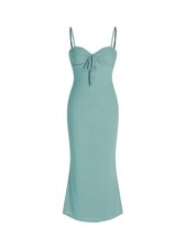 Bodycon Dress Ruched Knotted Maxi Dress Women's Sweetheart Neck Sleeveless Li...