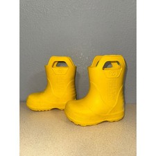 Outdoor Master Kids Yellow EVA Toddler Rain Boots Easy On Handles Size 6