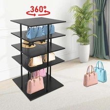 4-Tier Shoe Storage Rack Rotating Shoes Shelf Organizer Shoe Display Rack Black